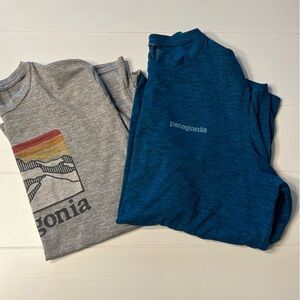 Patagonia Heather Gray and Navy T-Shirts